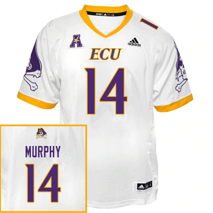 Men #14 Josh Murphy ECU Pirates College Football Jerseys Sale-White